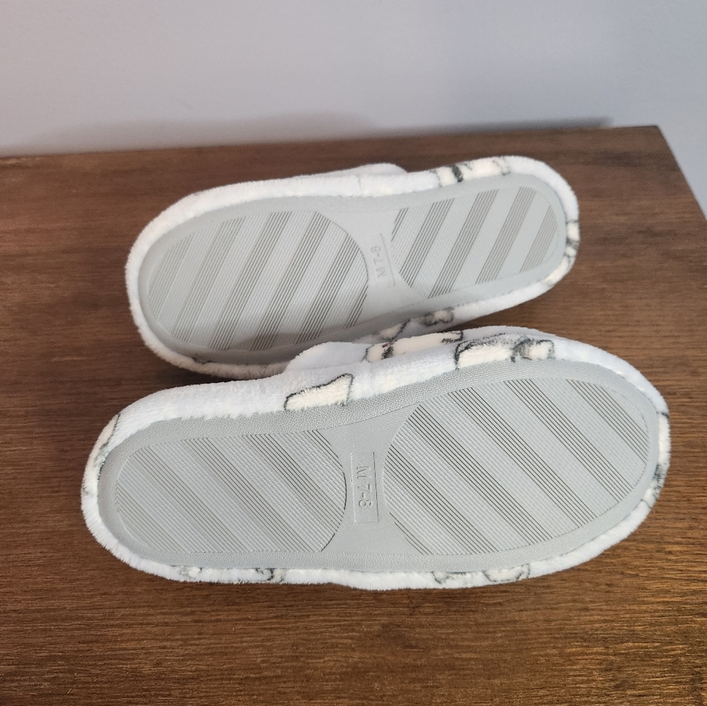 Dakota Fleece Slippers Blue/White Cat Womens Size M(7-8) Light Blue - Picture 3 of 5